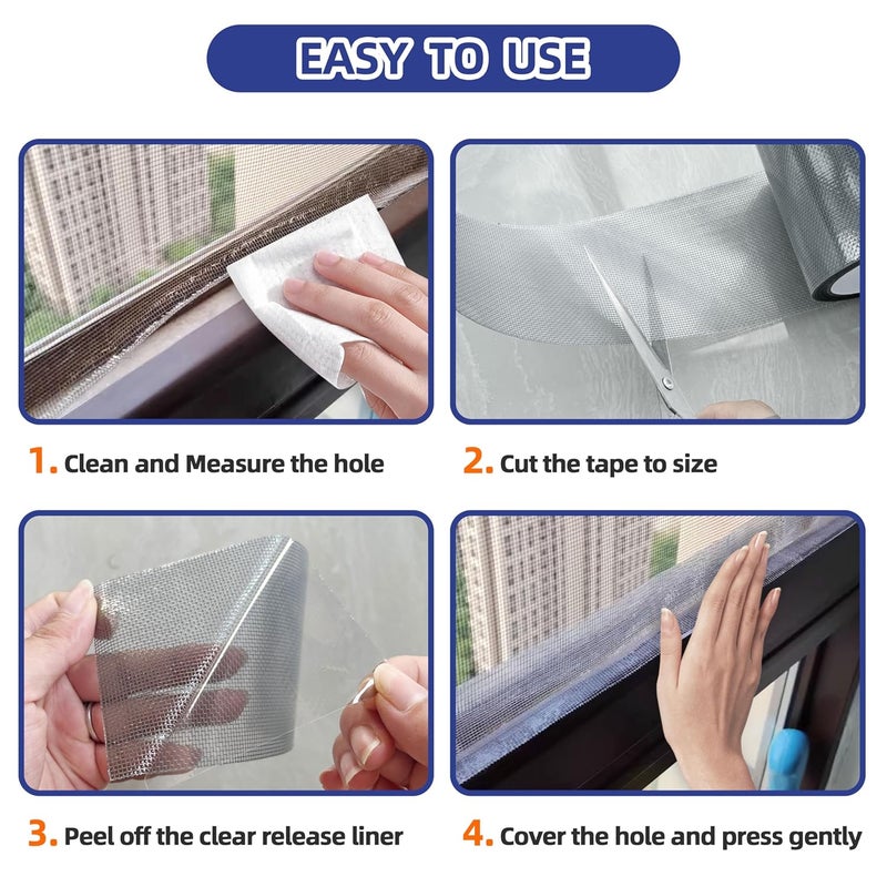 KING MOUNTAIN Grey Window Screen Repair Tape,3inX40FT Heavy Duty Screen Repair Kit for Window Screen and Screen Door Tears Holes,Strong Adhesive & Waterproof Window Screen Patch - Image 5